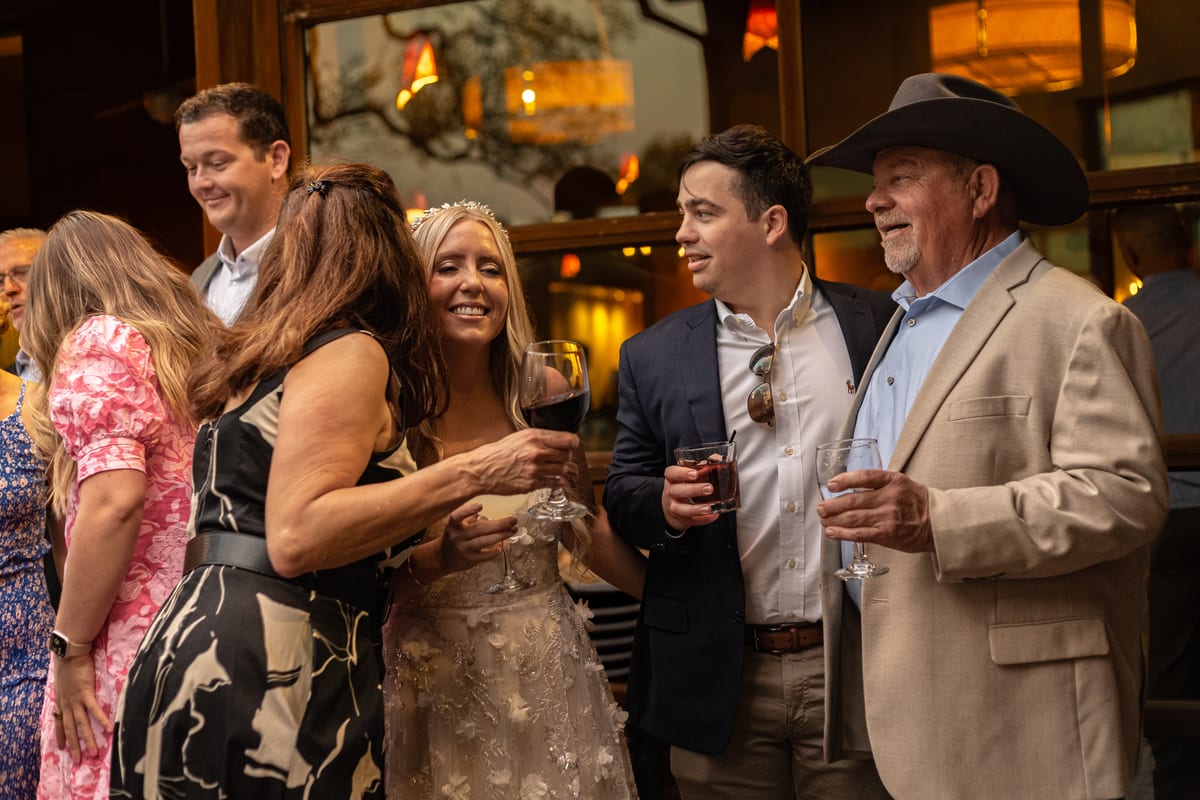 Guests celebrating together in the evening
